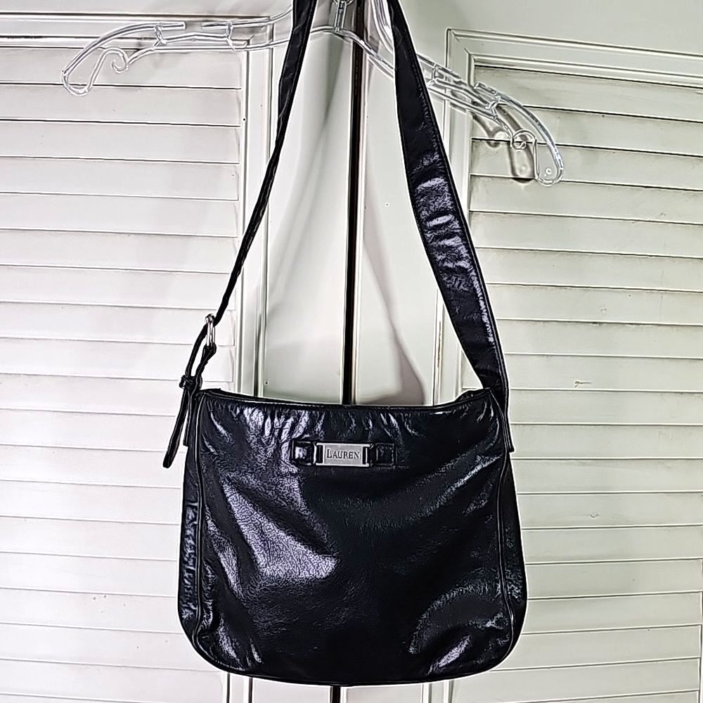 Shoulder Bag by Lauren Ralph Lauren Leather Black Silvertone Hardware